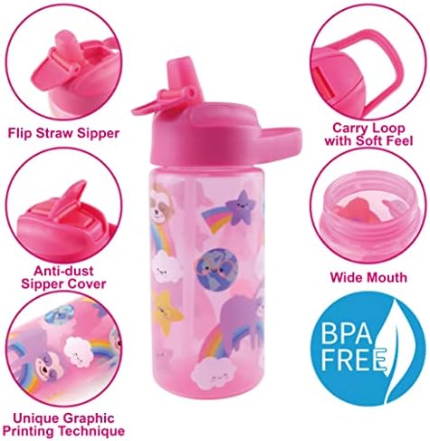 Бебешко шише за вода Koohot на 15 грама, не съдържа Бисфенол А, флип-надолу сламена шапка, контур за носене, флип-надолу