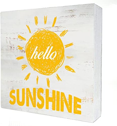 Селска Къща Здравей Sunshine Дървена Кутия Знак за Домашен интериор на Селски Пролетно Дървена Кутия Знак Блок Табели
