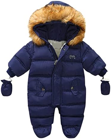 Qvkarw/ Зима Утепленное палто за малки момчета и Момичета, Яке с качулка, Зимна Костюм с Ръкавици, Ветрозащитная Топла