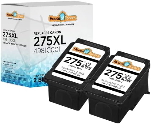 Houseoftoners Рециклирани Мастило касета за Canon PG-275XL XL 275 за PIXMA TS3520 TS3522 TR4720 (2 черни)